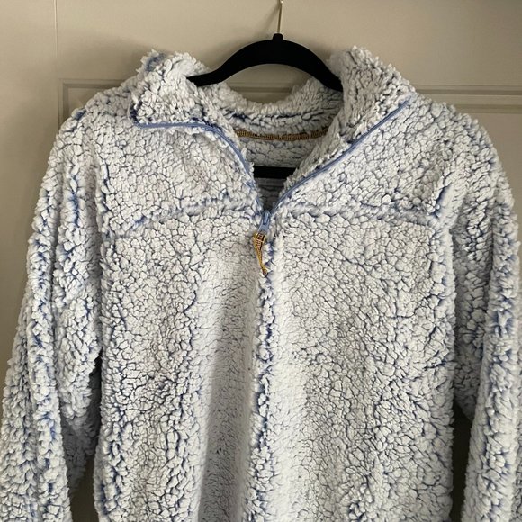 Blue Sherpa Quarter Zip Pullover Hoodie womens - Picture 1 of 3